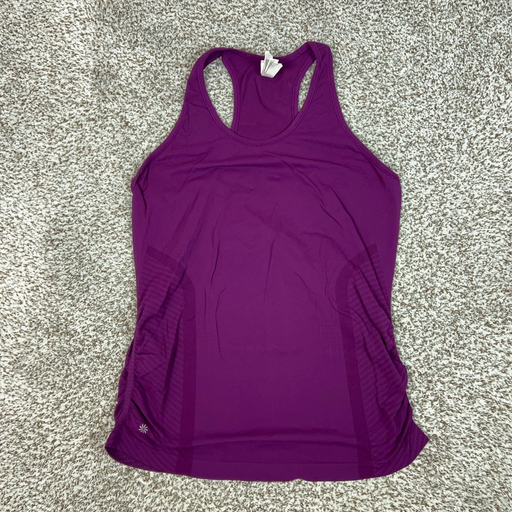 Athleta Tank Top Womens XL Purple Speedlight Racerback Ruched Running Workout